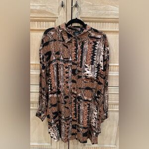 Tribal / Geometric Printed Button Down Tee Shirt Dress